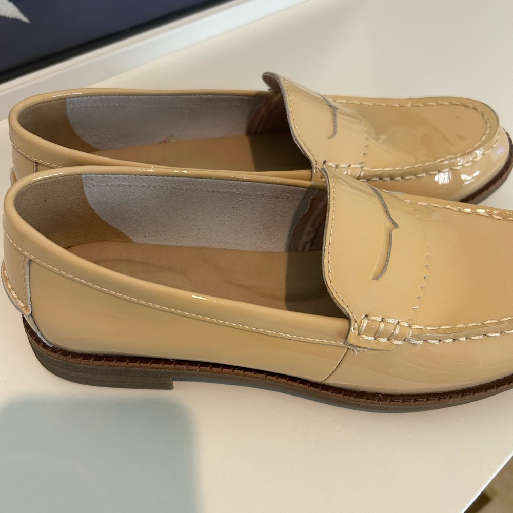 Sperry Patent Leather Loafers in Beige
